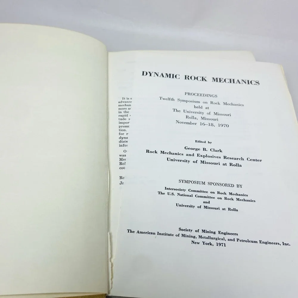 Dynamic Rock Mechanics 12th Symposium Edited by George‎ B. Clark Hardcover 1970s